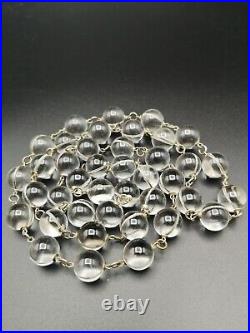 Very Rare Art Deco Pools Of Light Necklace Rock Crystal Undrilled Orbs 40 BEADS