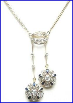 Victorian Art Deco Antique Diamond Necklace 18K Multi Tone 17 1/2 Fine Jewelry