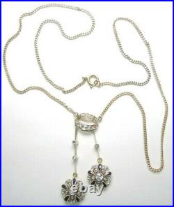 Victorian Art Deco Antique Diamond Necklace 18K Multi Tone 17 1/2 Fine Jewelry
