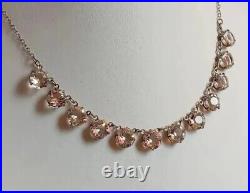 Victorian Art Deco sterling silver Paste crystal Riviere necklace