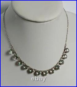 Victorian Art Deco sterling silver Paste crystal Riviere necklace