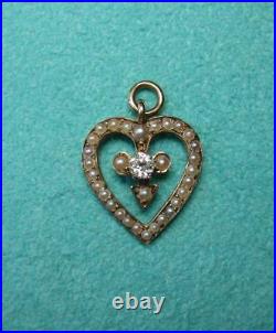 Victorian Diamond Heart Pendant 14K Gold Necklace Wedding Jewelry Art Deco