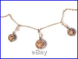 Victorian to Art Deco antique 14k gold pearl seed diamond chain necklace