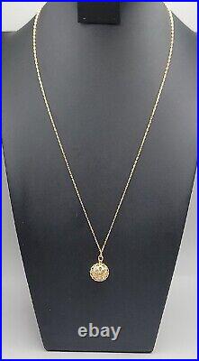 Vintage 14k Art Deco Gemmed Cage Pendant Necklace 585k Turquoise Ruby Sapphire