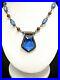 Vintage 1920’s Czech Faceted Blue Glass Brass Filigree Beaded Pendant Necklace