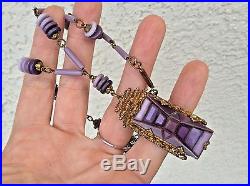 Vintage 1920's Purple Czechoslovakian Art Glass Necklace Art Deco STEP DESIGN