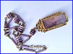 Vintage 1920's Purple Czechoslovakian Art Glass Necklace Art Deco STEP DESIGN