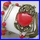 Vintage 1920s Art Deco Cherry Red Glass Flapper Sautoir Tassel Necklace