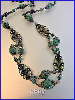 Vintage 1930's Art Deco Czech Glass & Enamel Necklace