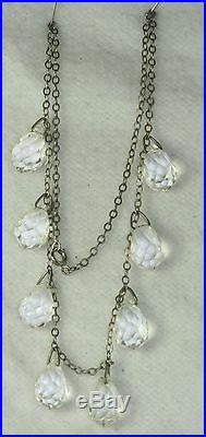 Vintage 1930's Art Deco Faceted Crystal Dangling Necklace