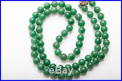 Vintage 1930s ART DECO Genuine Green Jade Gem Sterling Silver 24 Necklace