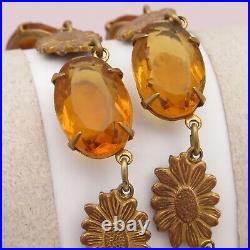 Vintage 1930s Art Deco Czech Glass Golden Sunflower Necklace
