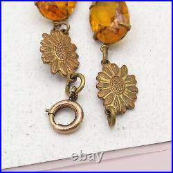 Vintage 1930s Art Deco Czech Glass Golden Sunflower Necklace