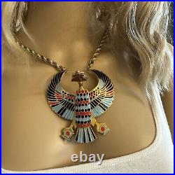 Vintage 1930s Egyptian Revival Statement Necklace Art Deco Era Horus