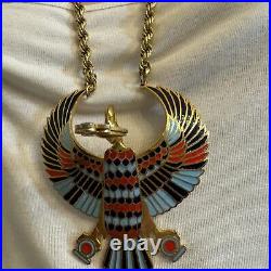 Vintage 1930s Egyptian Revival Statement Necklace Art Deco Era Horus