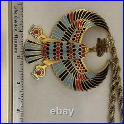 Vintage 1930s Egyptian Revival Statement Necklace Art Deco Era Horus