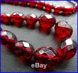 Vintage 1930s art deco BAKELITE cherry amber facet cut bead necklace -C313