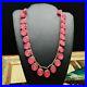 Vintage 20’s Art Deco Molded Pressed Glass Czech Necklace Pink Red Raspberry Cha