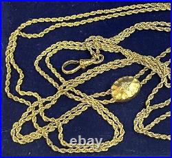 Vintage 25.5 14k Gold Slide Necklace Victorian Fob Chain 15.1g 9mm Art Deco Vtg