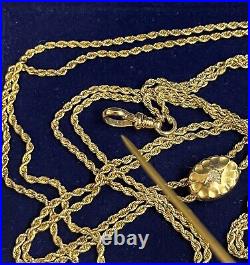 Vintage 25.5 14k Gold Slide Necklace Victorian Fob Chain 15.1g 9mm Art Deco Vtg