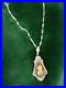 Vintage ANTIQUE ART DECO Sterling Silver CARVED SHELL CAMEO WithDIAMOND Necklace