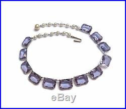 Vintage ART DECO Alexandrite COLOR CHANGE Crystal Necklace Glass Pearls FABULOUS