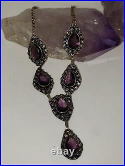 Vintage Amethyst Silver 925 Art Deco Necklace