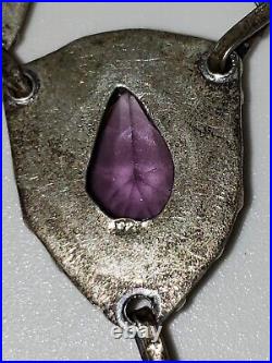 Vintage Amethyst Silver 925 Art Deco Necklace