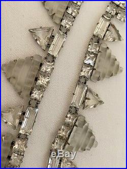 Vintage Antique Art Deco Camphor Frosted Glass Crystal Paste Open Back Necklace