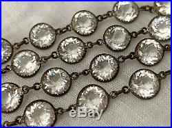 Vintage Antique Art Deco Crystal Glass Paste Bezel Set Open Back Long Necklace