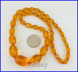 Vintage / Antique Art Deco Faceted Honey Amber Necklace 21.75 Long