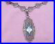 Vintage Antique Art Deco Glass Silver Rhodium Fancy Filigree Choker Necklace 15