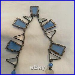 Vintage Antique Art Deco Molded Pearl Camphor Glass Bezel Open Back Necklace