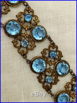 Vintage Antique Art Deco Nouveau Paste Crystal Glass Open Back Choker Necklace