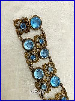 Vintage Antique Art Deco Nouveau Paste Crystal Glass Open Back Choker Necklace