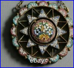 Vintage / Antique Art Deco Ornate Micro Mosaic Necklace / Pendant. Floral