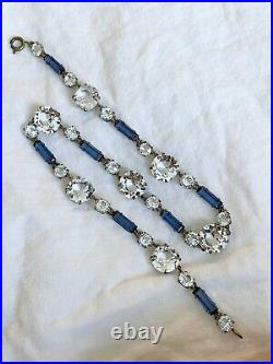 Vintage Antique Art Deco Rivière Crystal Paste Glass Bezel Open Back Necklace