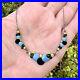 Vintage Antique Art Deco Sterling Silver Blue Black Enamel Bubbles Necklace 17