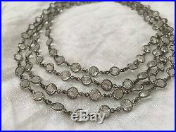 Vintage Antique Art Deco Triple Strand Crystal Paste Bezel Open Back Necklace