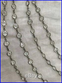 Vintage Antique Art Deco Triple Strand Crystal Paste Bezel Open Back Necklace