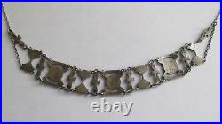 Vintage Antique Egyptian Revival Silver Enamel Collar Necklace Sterling Chain