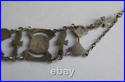 Vintage Antique Egyptian Revival Silver Enamel Collar Necklace Sterling Chain