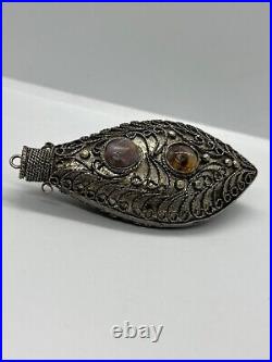 Vintage Antique Rare Art Deco Silver Multi Stone Jewelry Necklaces Pendants 44.4