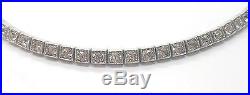 Vintage Antique Sterling Silver 925 Otis Art Deco Rhinestone Choker Necklace