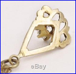 Vintage Art Deco 14K Yellow Gold Decorative Setting 1/4 cttw Diamond Necklace