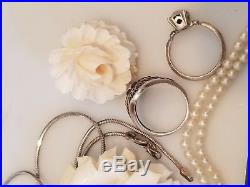 Vintage Art Deco 14k 925 sterling Silver bracelet rings necklace Jewelry Lot