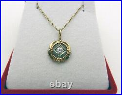 Vintage Art Deco 14k Gold Natural Diamond 0.20ct Pendant Necklace 17.5 long