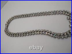 Vintage Art Deco 1950s Massive Jay Flex Sterling Rhinestone Necklace Cluster 43g