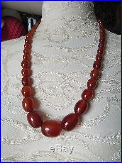 Vintage Art Deco 30s 40s CHERRY AMBER BAKELITE Graduated Bead Necklace, 55.9g
