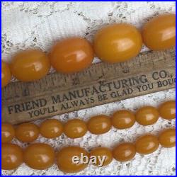 Vintage Art Deco 30s Butterscotch Honey Amber Bakelite Bead Necklace Graduated